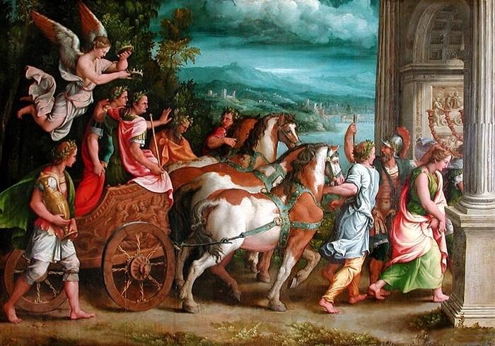 Giulio Romano The Triumph of Titus and Vespasian Norge oil painting art